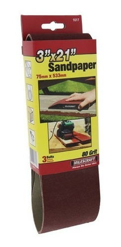 Imagen 1 de 1 de 3 Lijas De Banda 3x21 75 X 533 Mm Grano 80 Carpintero 1617