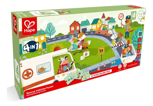 Hape Set De Puzzles Vehículos De Rescate Para Niños E1639