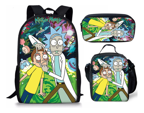 3 Pcs Mochila Rick Y Morty Número De Estudiante Variedad