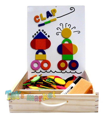 Imagen 3 de 9 de Pizarra Doble Magnética Y De Dibujo Con Caja De Madera Clap