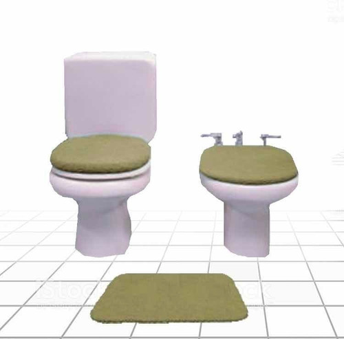 Cubre Inodoro Bidet Y Alfombra 3 Piezas Súper Lavable