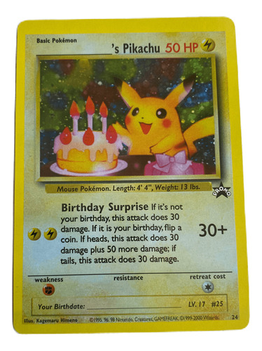 Juego De Carta Pokemon Alternativa Pikachu Birthday Cumpleañ
