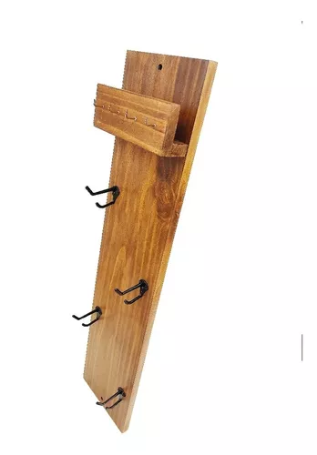 Portallaves de madera de parota veta horizontal 44X10 4 ganchos, colgador  de llaves de pared para muros porta llaves perchero : : Hogar  y Cocina