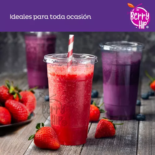 Berry Hip 100 Vasos de Plastico de 24 oz (710 ml) con Tapa con Boquilla  Transparentes, Desechables, Best Trading VTB24-2