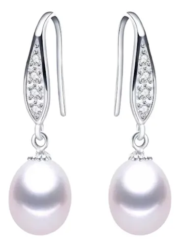 Brinco Pérola Natural Prata 925 Longo
