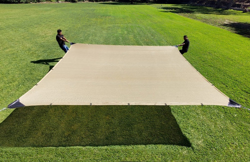 Imagen 1 de 10 de Malla Sombra 90% Raschel Beige De 7mx4m Reforzada