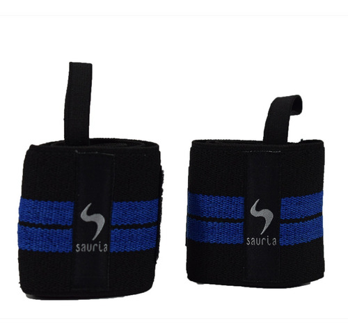 Par De Muñequeras Deportivas Unisex Crossfit Gimnasio Gym Azul