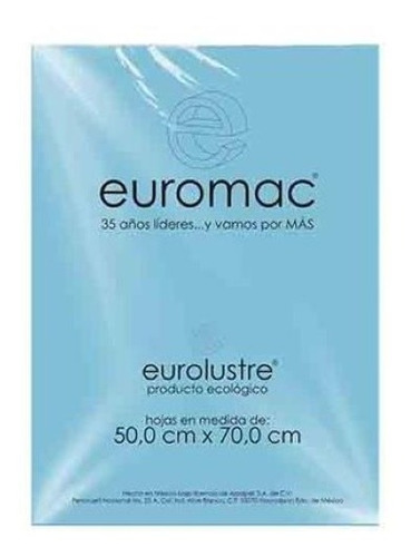 Papel Lustre Euromac El0010 Azul Pastel 50x70 24 Hojas /v