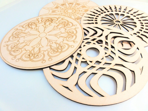Imagen 4 de 4 de Mandalas Kit X 4 - 20cm - Mdf / Fibrofacil