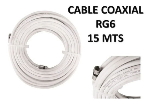 Imagen 1 de 1 de Cable Coaxial Rg6 De 15 Mts Con Conectores Incluidos