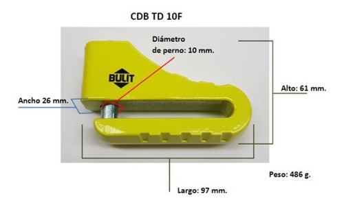 Imagen 5 de 8 de Trabada Discos Bulit De 10mm Con Funda + Recordatorio Bulit