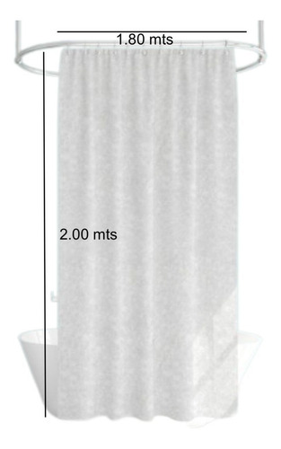 Imagen 2 de 10 de Cortina Baño Pvc De 2,10 Mts De Alto Cabezal Reforzado