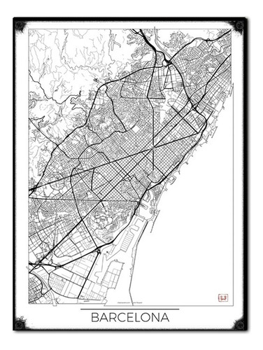 #986 - Cuadro Vintage - Barcelona Mapa Plano Poster No Chapa