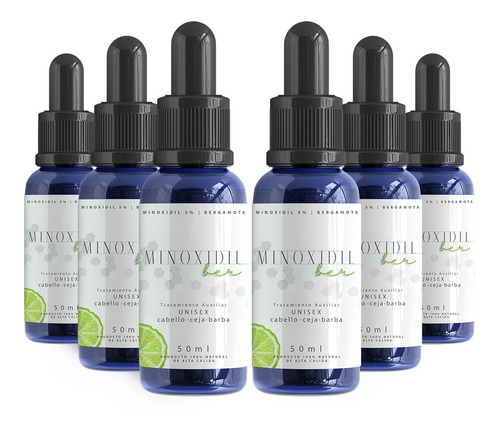 Imagen 5 de 10 de Concentrado Minoxidil 5% Bergamota Tratamiento Unisex Kit 6