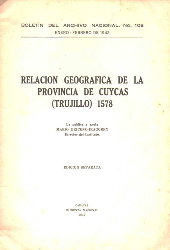Relacion Geografica De La Provincia De Cuycas 1578