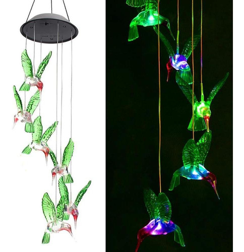 Cambia De Color Led Móvil Colibrí Viento Campanadas Lámpara