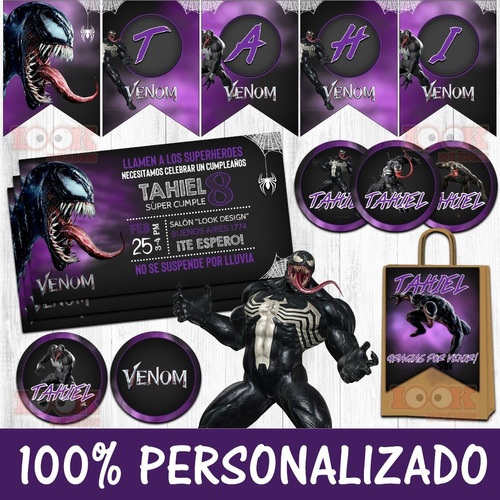 Kit Imprimible Candy Bar Venom Hombre Araña Personalizado