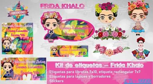 Frida Khalo Etiquetas Escolares Editables