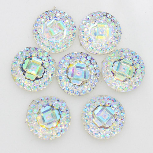 12 Mm Resina Ronda Rhinestone Adornos De Espalda Plana