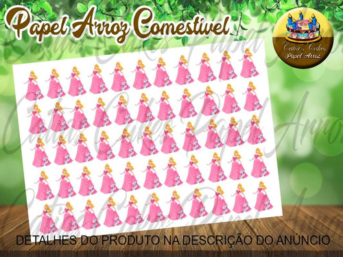Imagem 1 de 1 de Princesa Aurora Bela Papel De Arroz Pirulito Cristal 3,5 Cm