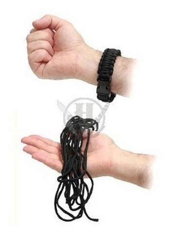 Imagen 5 de 7 de Pulsera De Cordon Tactico Varios Colores Negro Verde Camuflado Tan