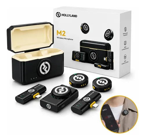 Microfone Lapela Hollyland Lark M2 Duplo Usb C E Lightning