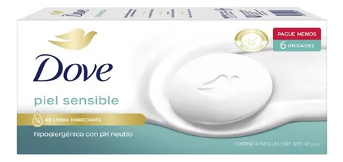 Jabón en barra Dove piel sensible 90 g pack x 6