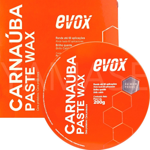 Cera De Carnaúba Paste Wax Brilho Proteção Evox 200g