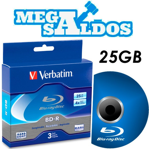 Megasaldos Blu-ray Bd-r 25gb 4x Verbatim Torta 10 Unidades