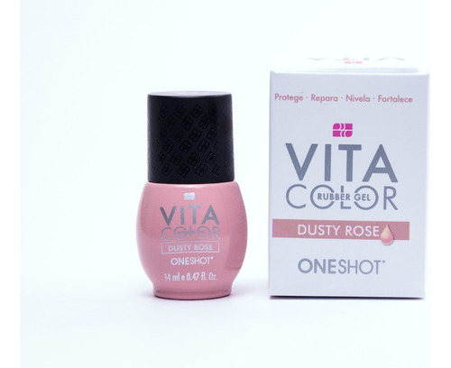 Vita Color Rubber Gel One Shot Con Vitaminas Y Calcio Color Dusty Rose