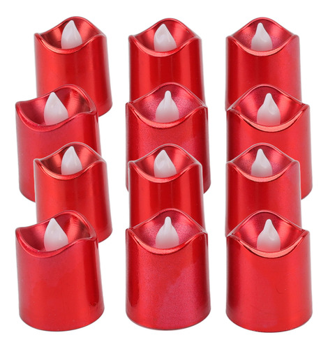 Lámpara De Vela Led Roja De 12 Piezas, Luz Cálida, Electróni