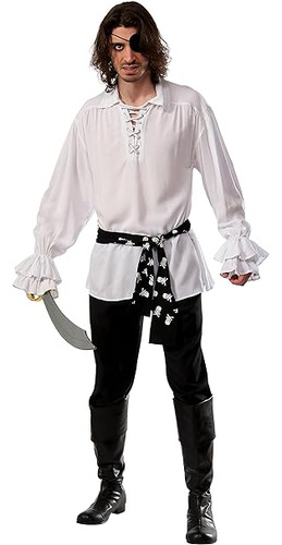 Rubie S Camisa Pirata Blanca Algodon Para Hombre Estandar Mu