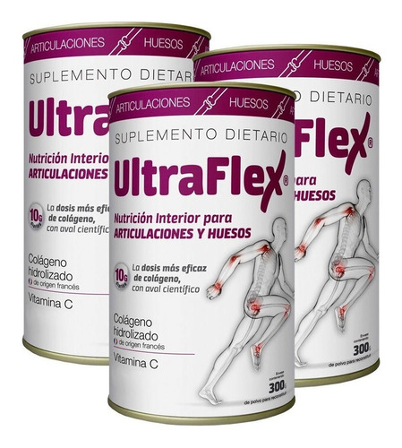 Imagen 2 de 2 de Suplemento en polvo TRB Pharma Ultraflex colágeno sabor limón en pote de 300g pack x 3 u