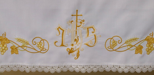 Toalha De Altar Para Igreja Católica 3,00m X 1,50m Jhs Branc