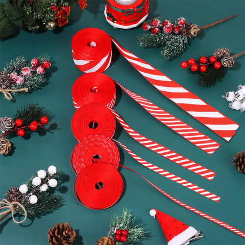 Caramelos De Cinta A Rayas Navideñas Para Decoración De Árbo
