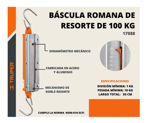 TRUPER BAS-100R 100 kg Roman spring scale 