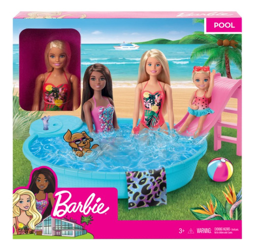 Barbie Piscina Pileta Con Accesorios 