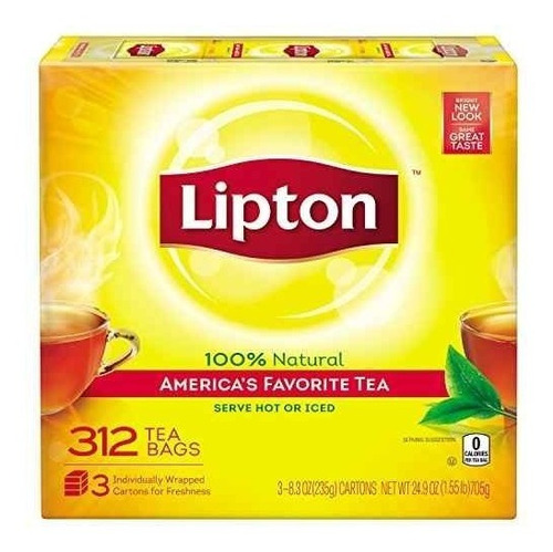 Imagen 1 de 4 de 312 Bolsitas Té Negro Lipton America's Favorite Tea Infusion