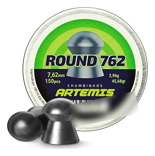 Chumbinho 7,62mm Artemis Round 762 (.30) 2,96g Carabina Caça