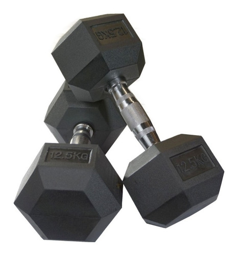 Par Mancuerna Hexagonal Caucho Goma Crossfit 12,5 Kg - Par