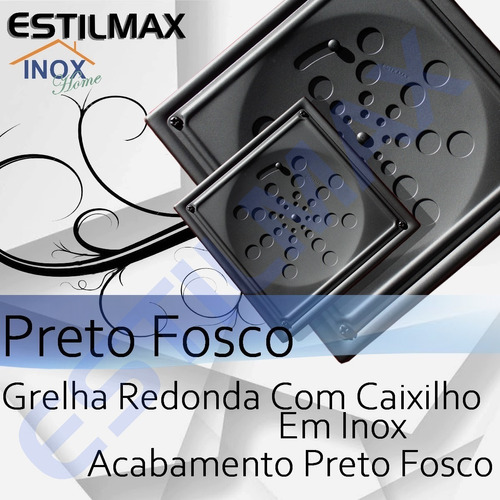 Ralo Preto Fosco Quadrado Com Caixilho 15cm - Estilmax