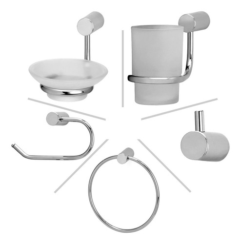 Set Accesorios Baño 5 Piezas Peirano Linea 10000 Minimalista