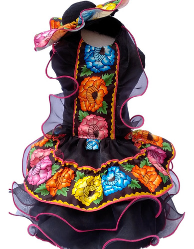 Chiapaneca: Vestido Y Sombrero Negro De Tradición Mascotas 