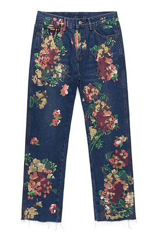 Pantalones Vaqueros Kanye Con Estampado Completo De Flores E