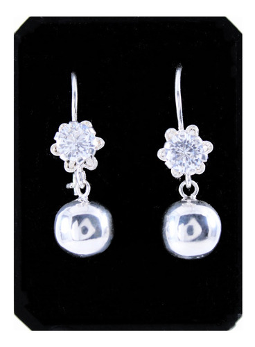 Aretes De Plata .925 Modelo: Bola Regalo Para Dama