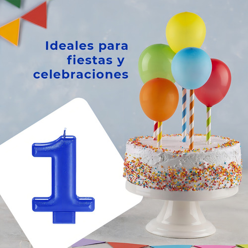 Amscan Candle Number Cor de vela azul em forma de desenho de números 1,2,3,4,5,6,7,8,9,0