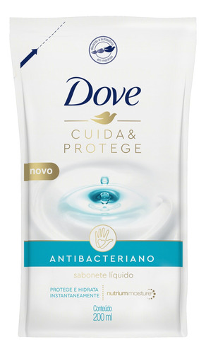 Refil Sabonete Líquido Antibacteriano Cuida E Protege 200ml Dove