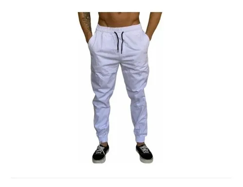 Calça jeans masculina com elastico best sale na barra