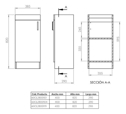 Mueble Claire 40x33x86 Cm Rustico. Des