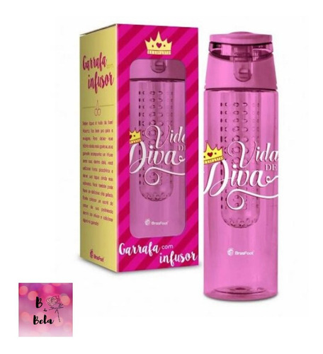 Garrafa Com Infusor De Sabor Rosa Vida De Diva - Brasfoot